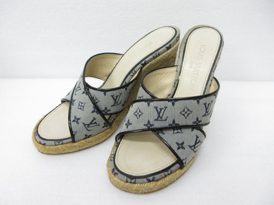 LOUIS VUITTON Louis Vuitton Espadrilles Monogram Wedge Sole Sandals Size 36