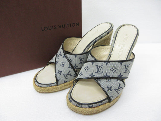 LOUIS VUITTON Louis Vuitton Espadrille Monogram Wedge Sole 36 Sandals
