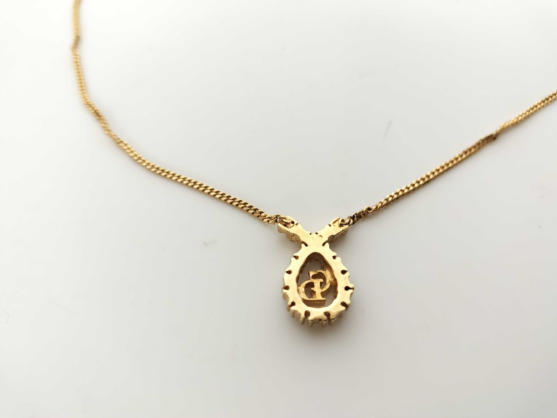 Dior Rhinestone Logo Gold Collar Necklace Necklace