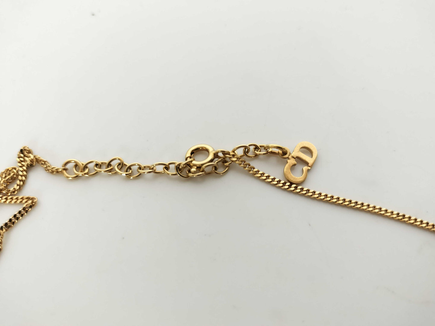 Dior Rhinestone Logo Gold Collar Necklace Necklace