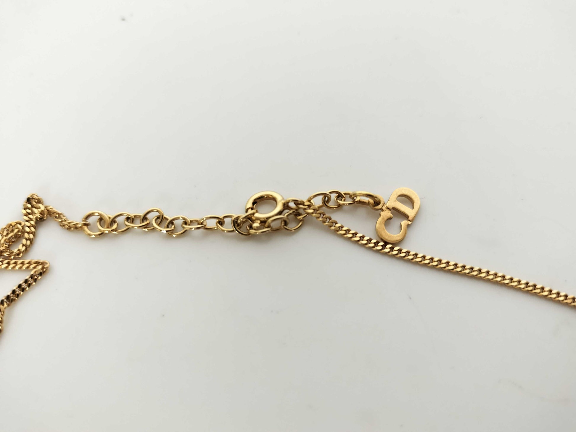 Dior Rhinestone Logo Gold Collar Necklace Necklace