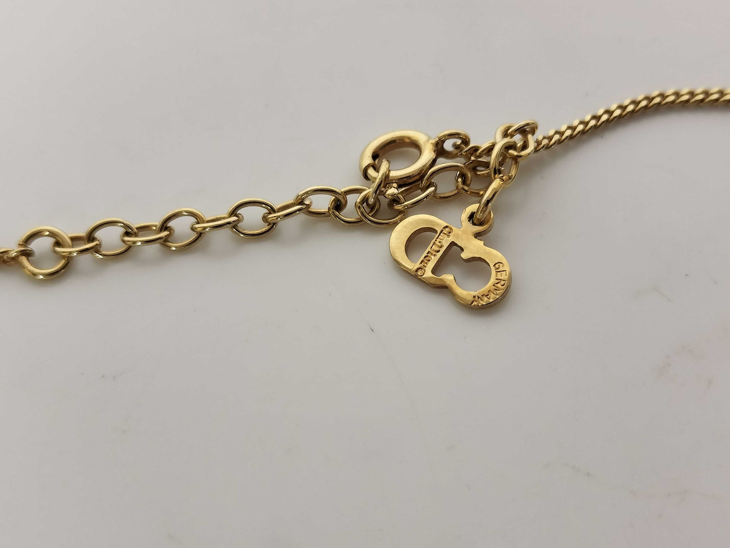 Dior Rhinestone Logo Gold Collar Necklace Necklace