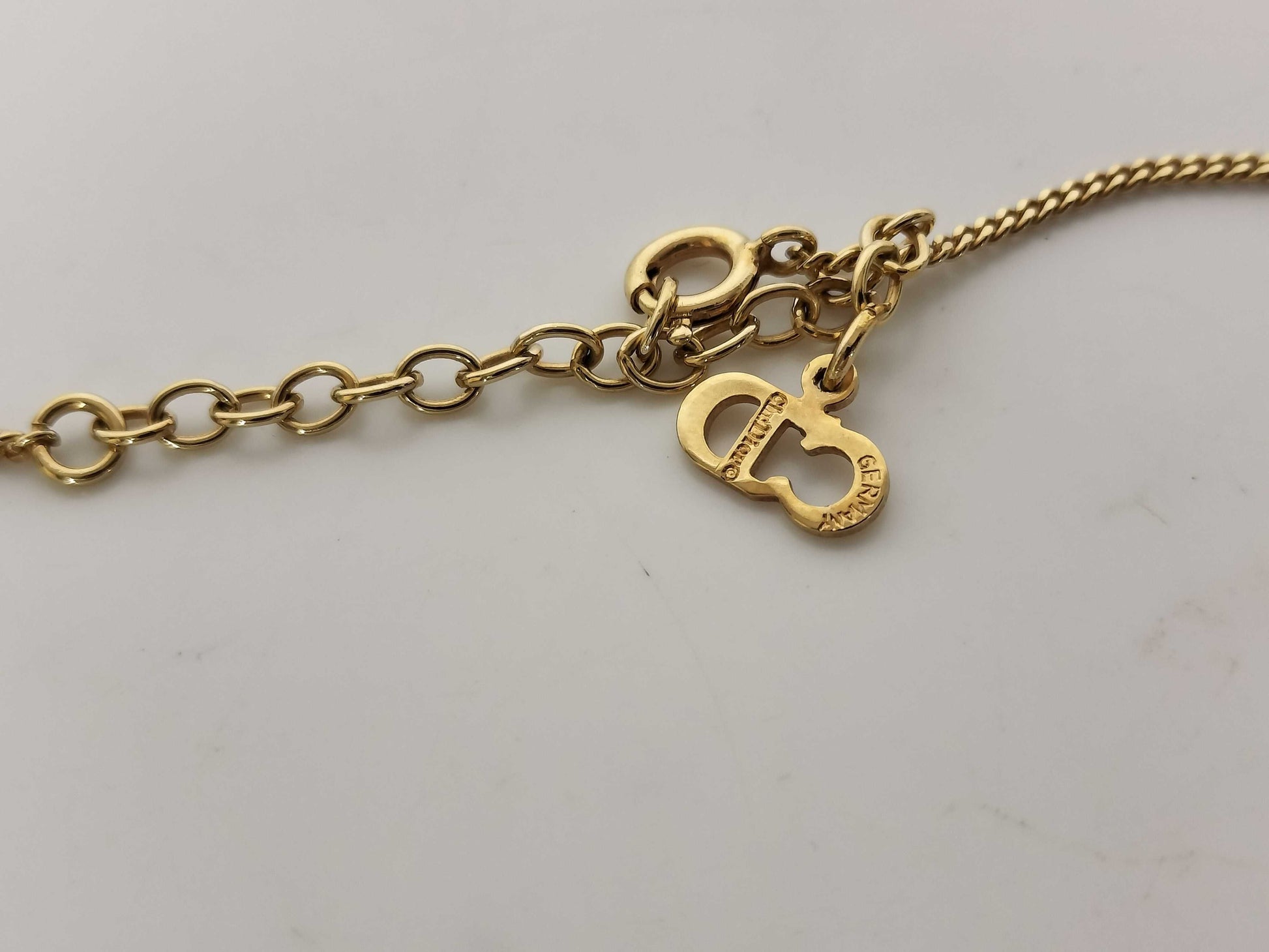 Dior Rhinestone Logo Gold Collar Necklace Necklace