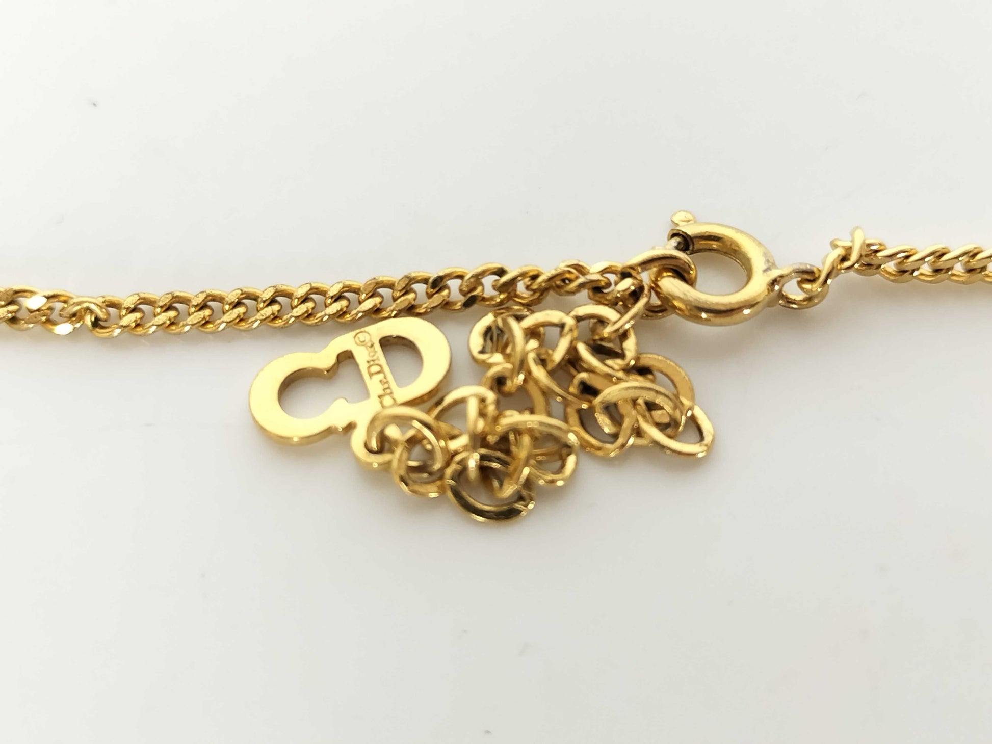 Dior Rhinestone Logo Necklace Necklace