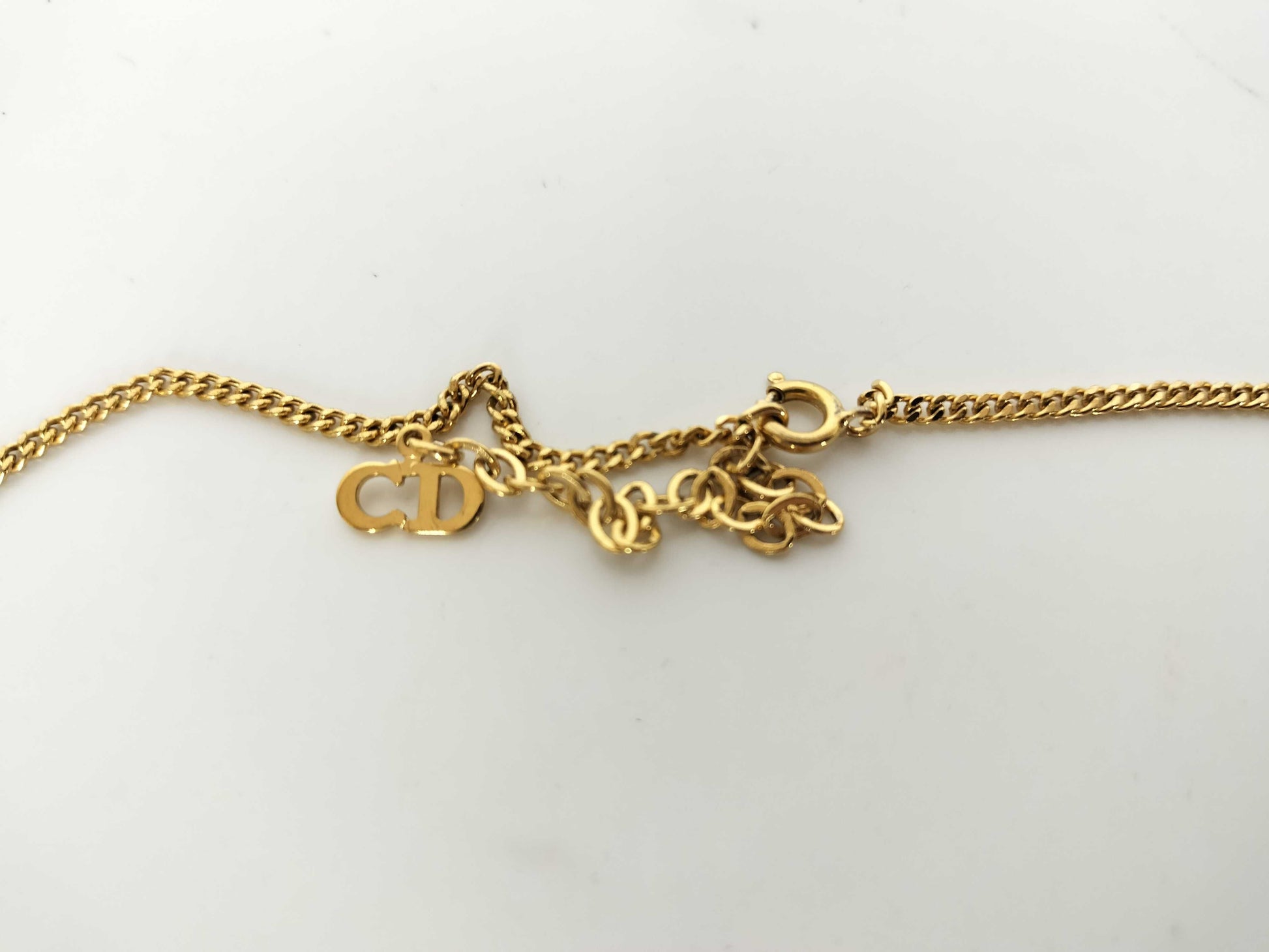 Dior Rhinestone Logo Necklace Necklace
