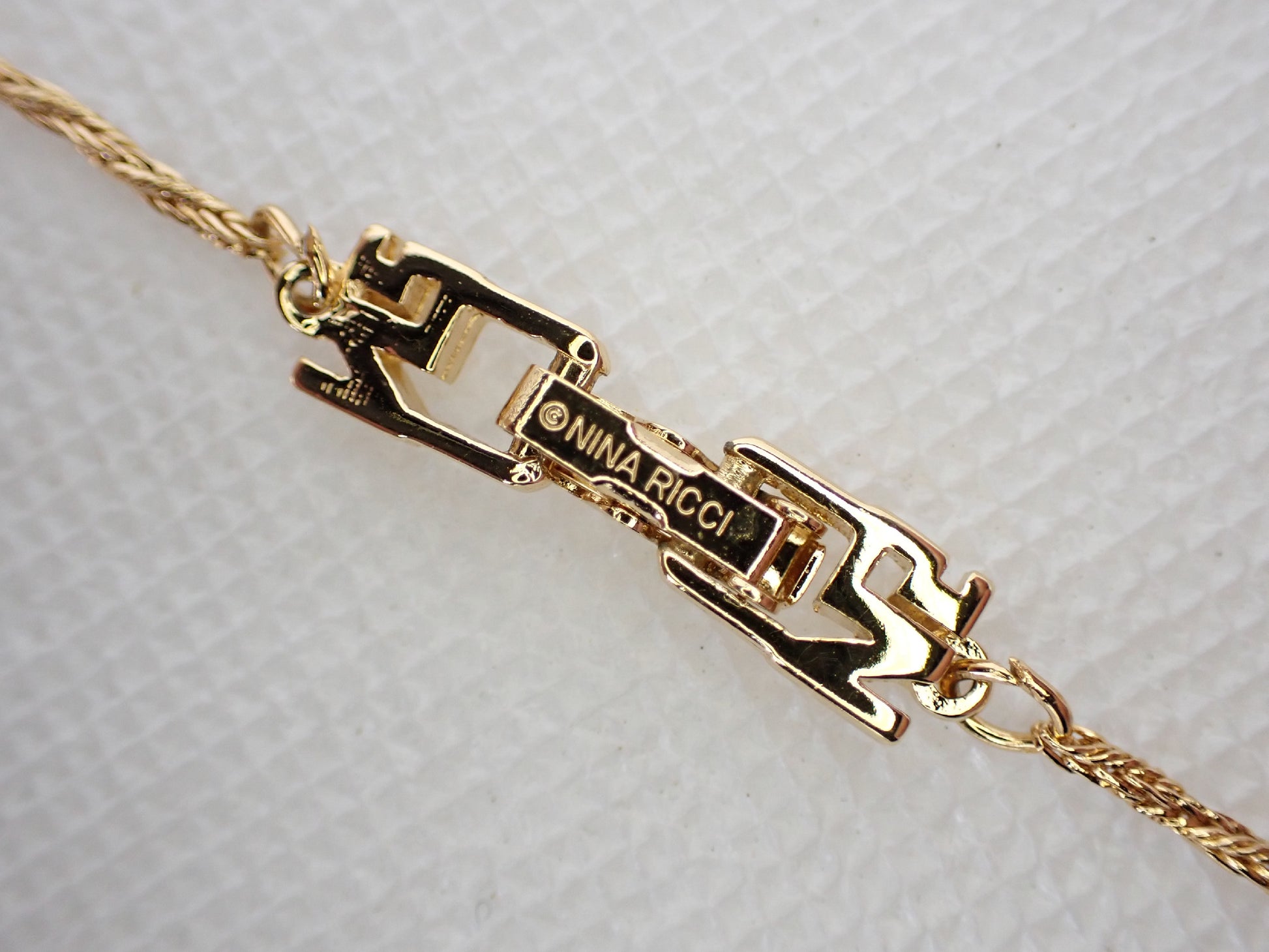 NINA RICCI NINA RICCI Nina Ricci Cube/Square Necklace with 3D Logo, Gold and Silver Combination Rhinestone Necklace