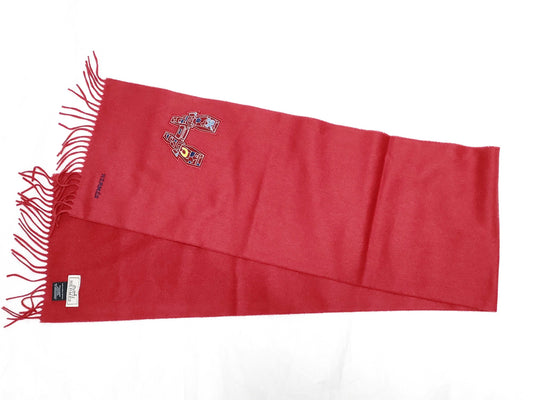 HERMES Muffler 100% Cashmere Logo Embroidered Muffler