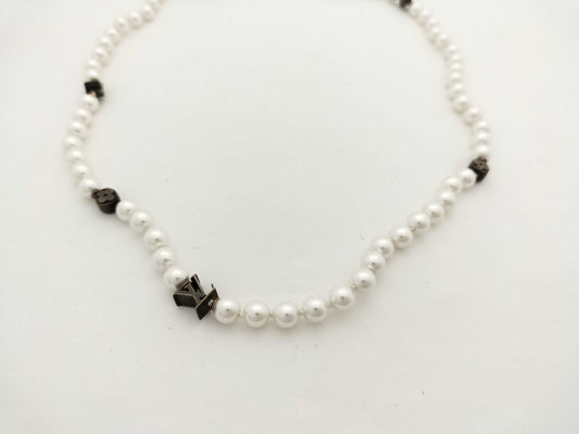 LOUIS VUITTON LV Monogram Slim Pearl Necklace M02235 LE4214 Necklace