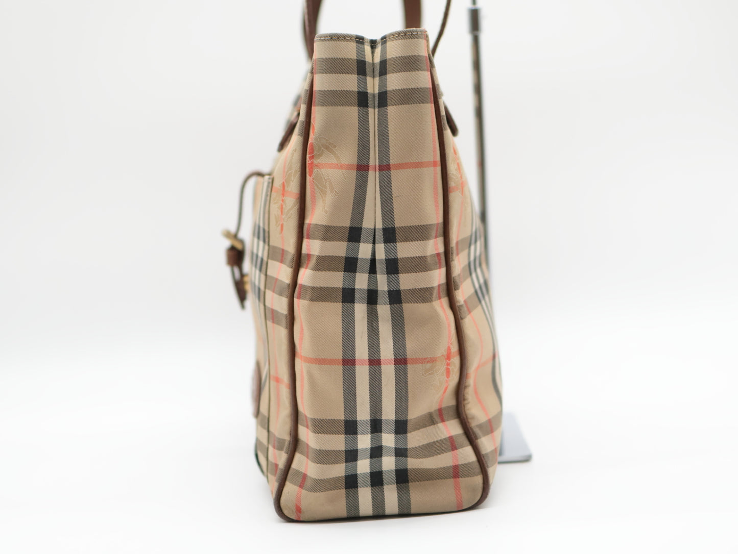 BURBERRY Canvas Tote Bag Check Tote Bag
