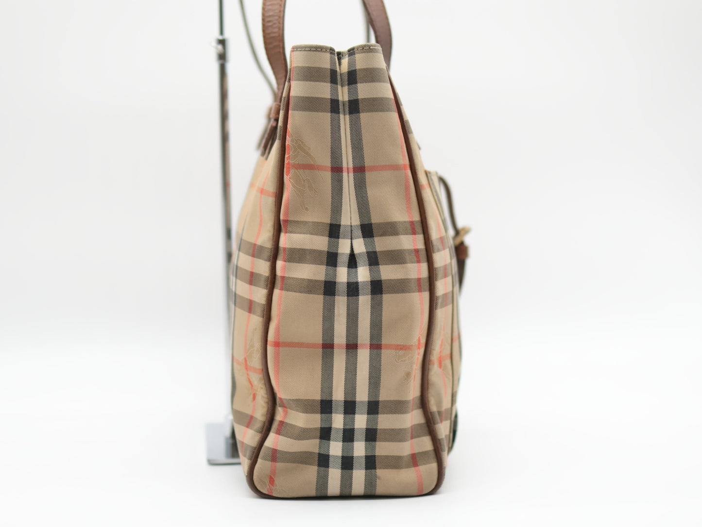 BURBERRY Canvas Tote Bag Check Tote Bag