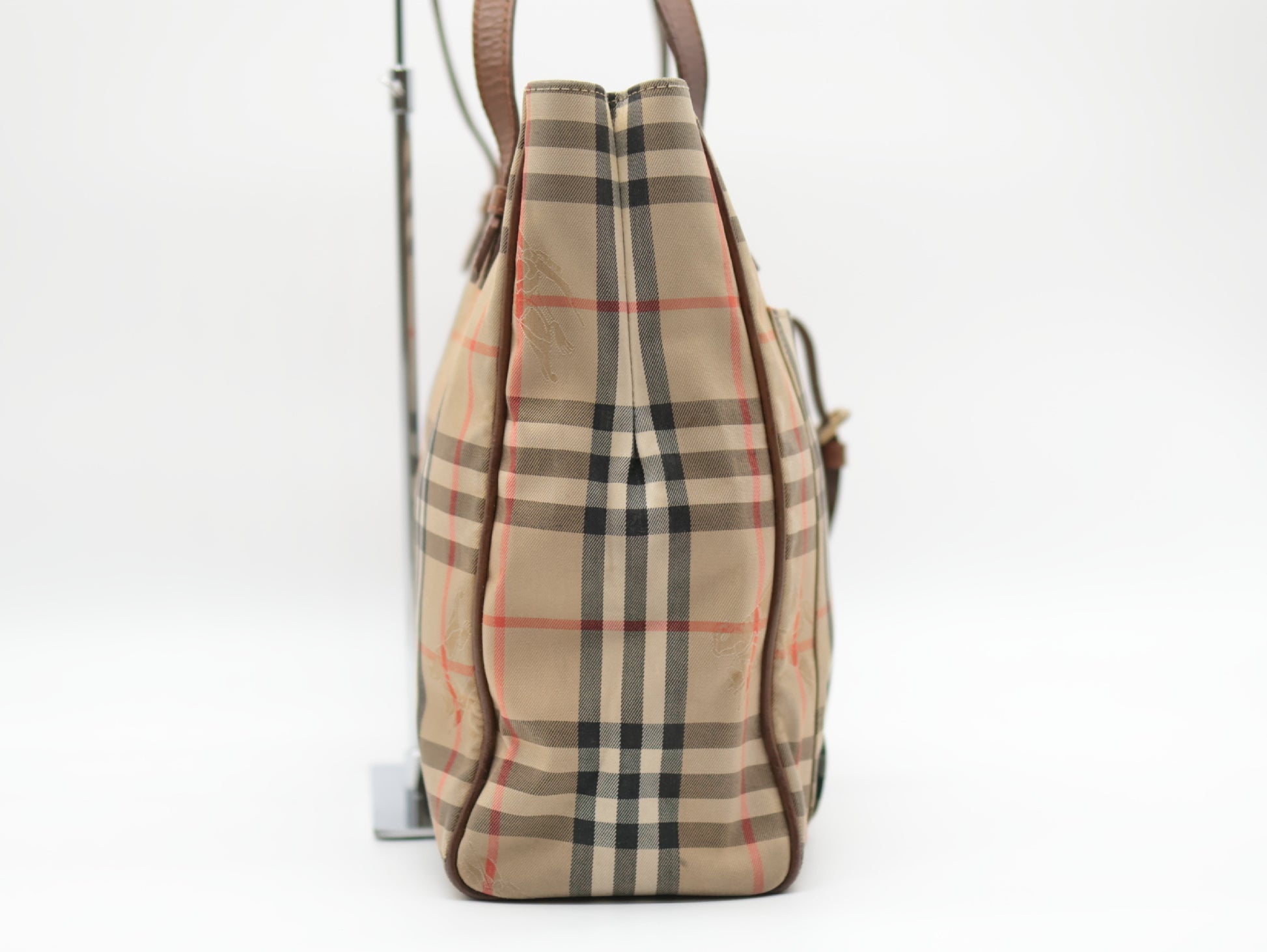 BURBERRY Canvas Tote Bag Check Tote Bag