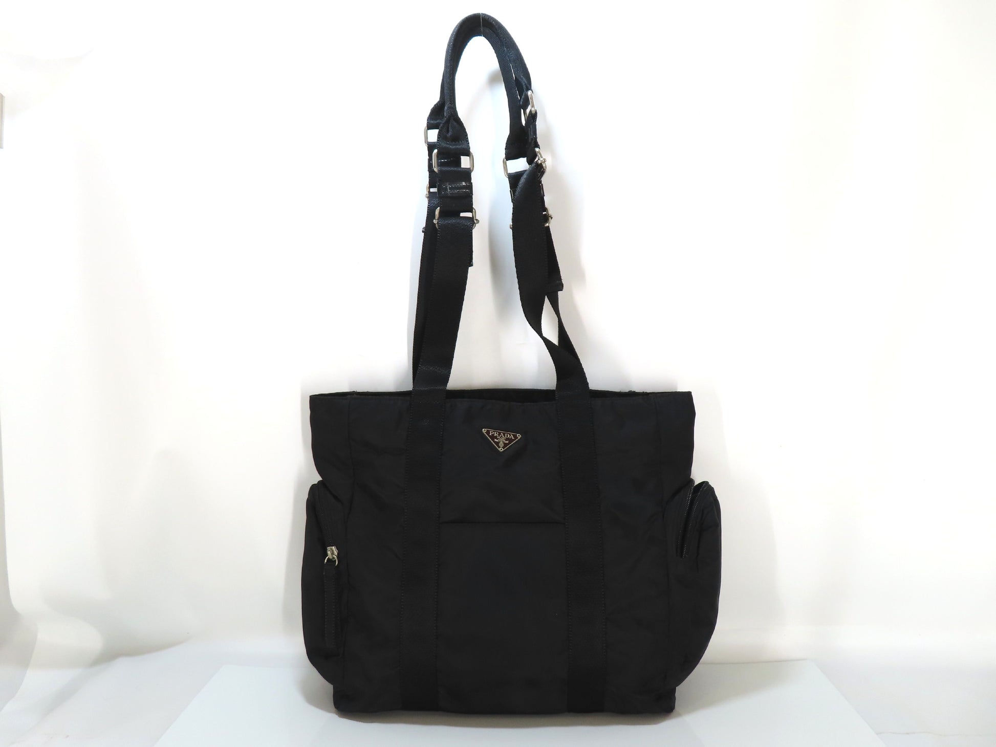 PRADA Nylon Prada Shoulder Black Side Pocket Shoulder Bag