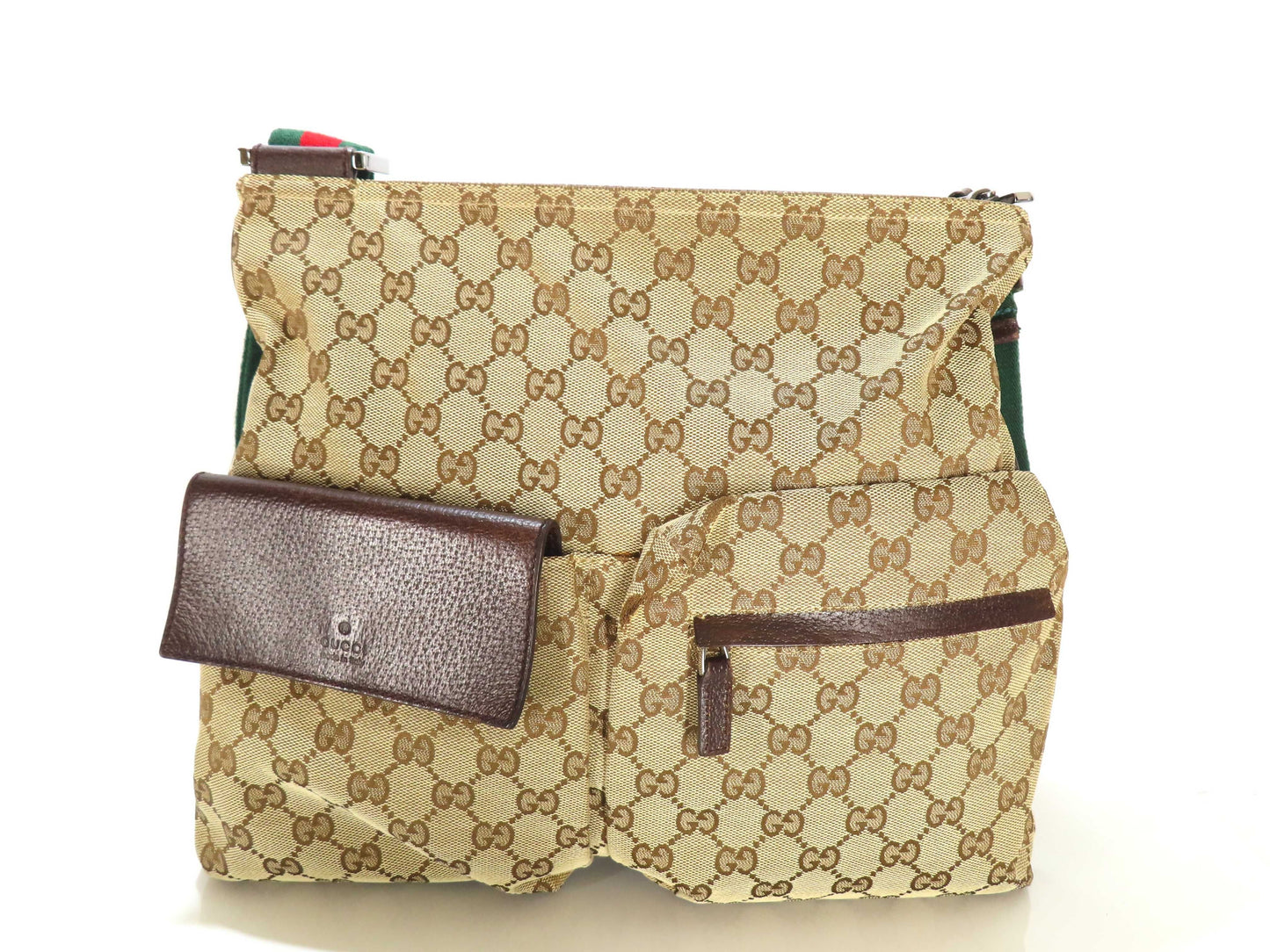 GUCCI GG Canvas Gucci Tote Bag Handle Sherry Line GG Canvas Front 3 Pockets Shoulder Bag