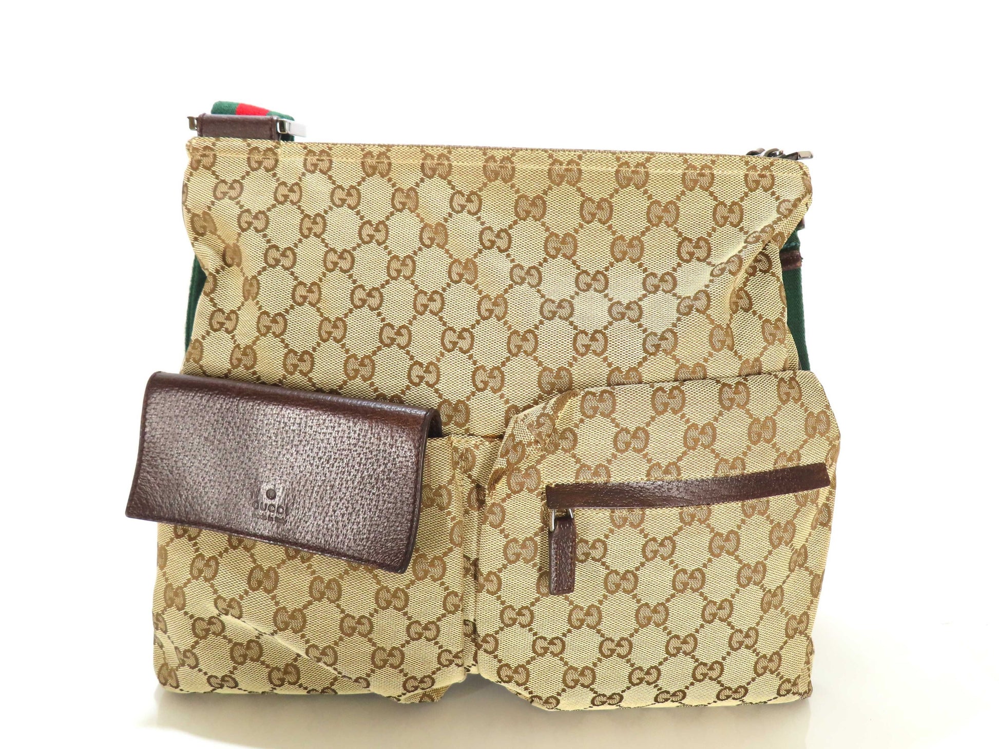 GUCCI GG Canvas Gucci Tote Bag Handle Sherry Line GG Canvas Front 3 Pockets Shoulder Bag