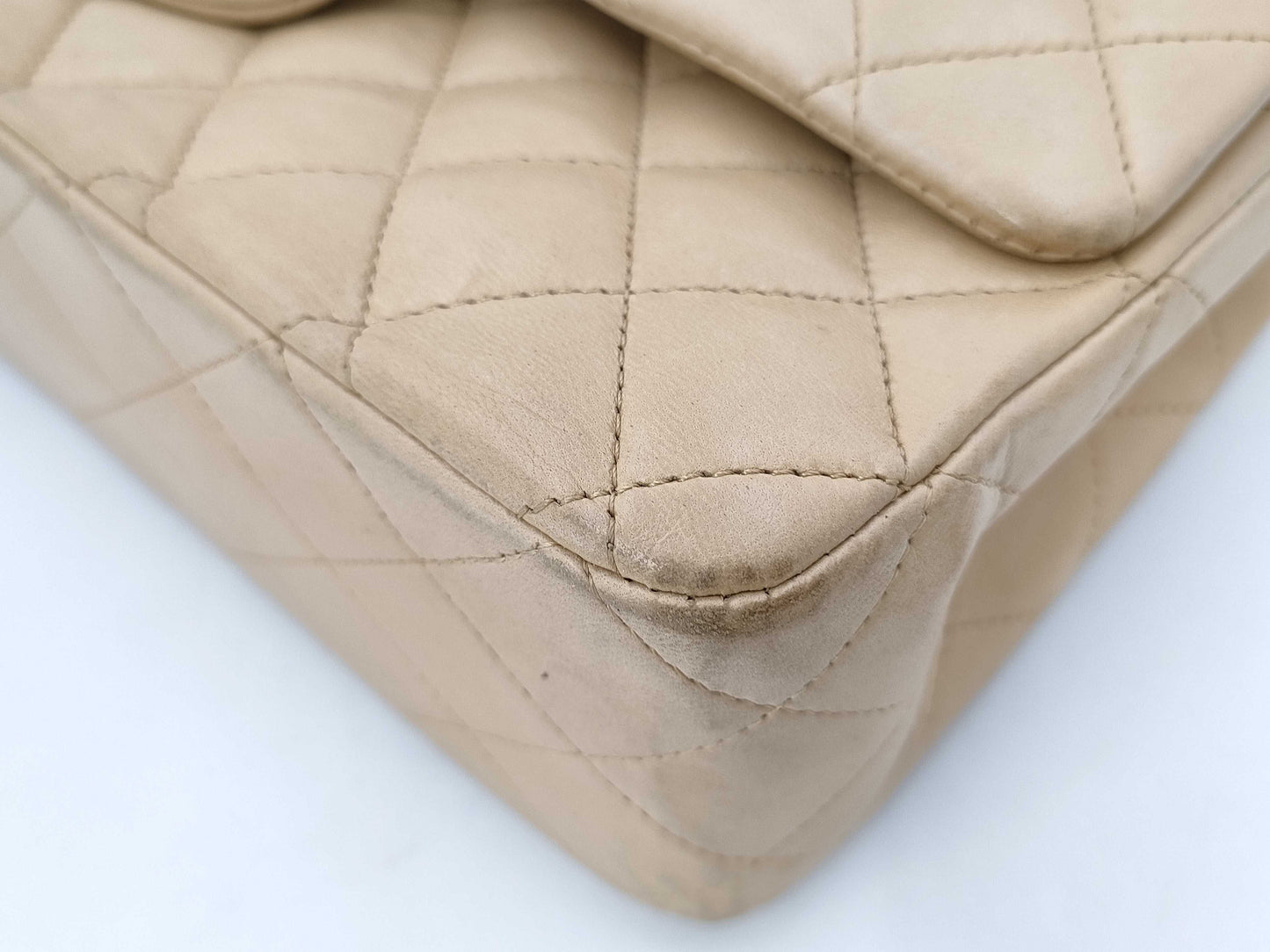 CHANEL CHANEL Matelasse Lambskin Classic Double Flap 26 Shoulder Bag Beige with Seal
