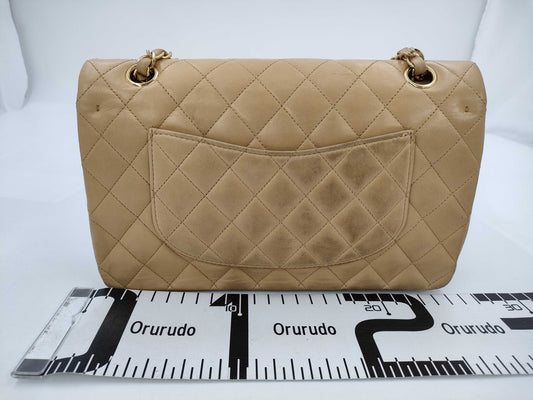 CHANEL CHANEL Matelasse Lambskin Classic Double Flap 26 Shoulder Bag Beige with Seal