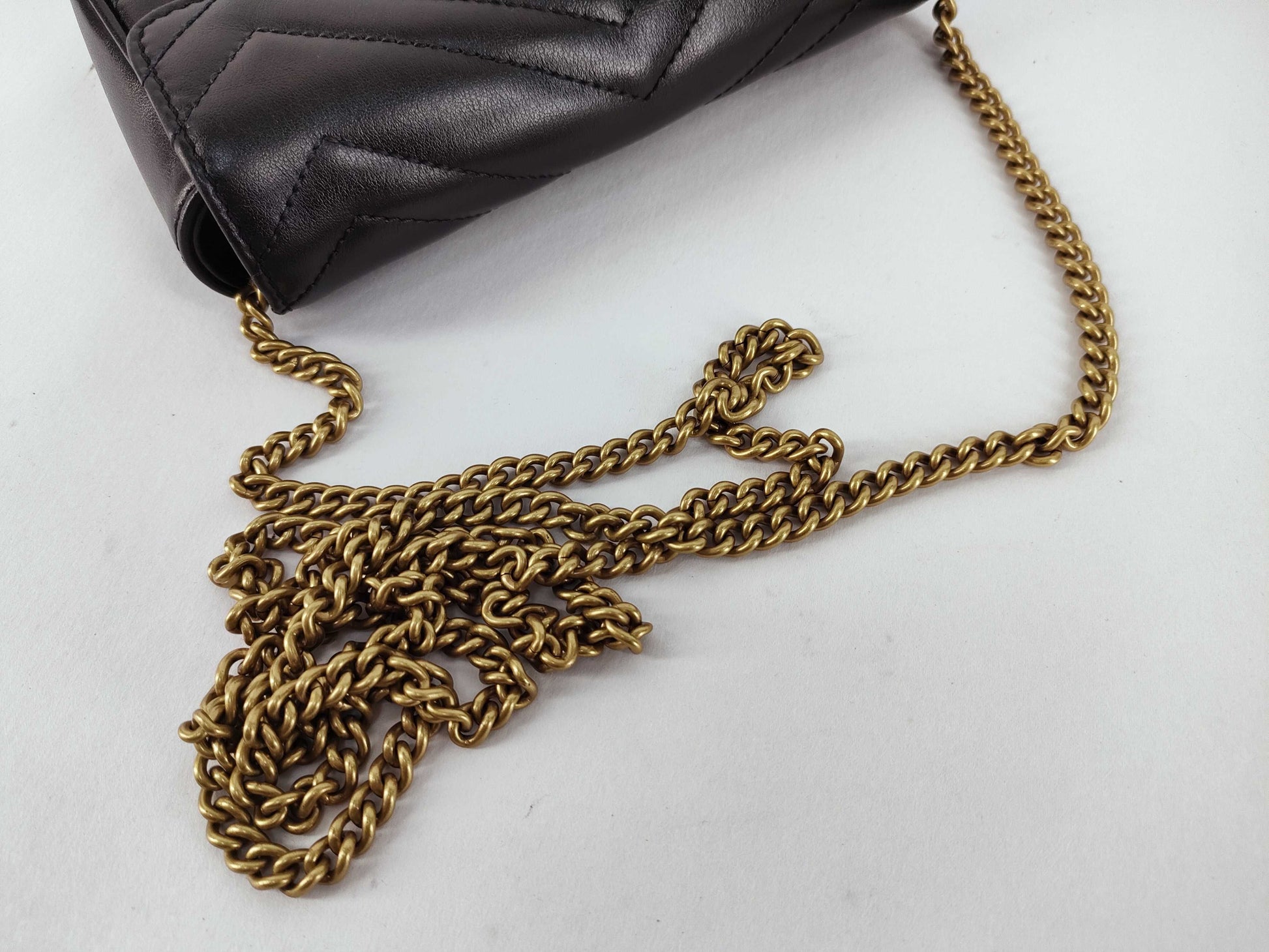 GUCCI GUCCI Marmont Super Mini Chain Shoulder Bag Black Storage Bag Shoulder Bag