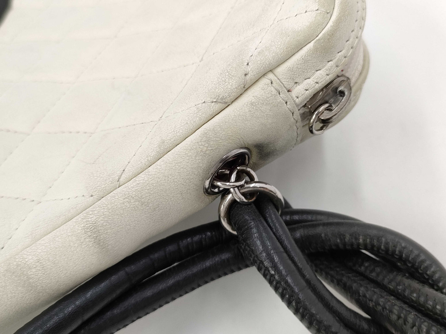 CHANEL Cambon Line Shoulder Bag White with Seal