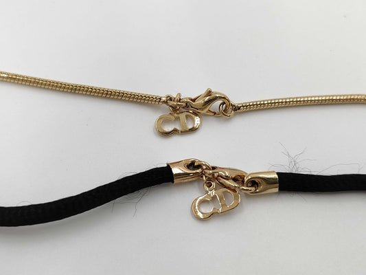 Dior Vintage Cannage 2-Way Necklace, Gold, Set of 2 Chains, Accessories Collection, Accessories Collection