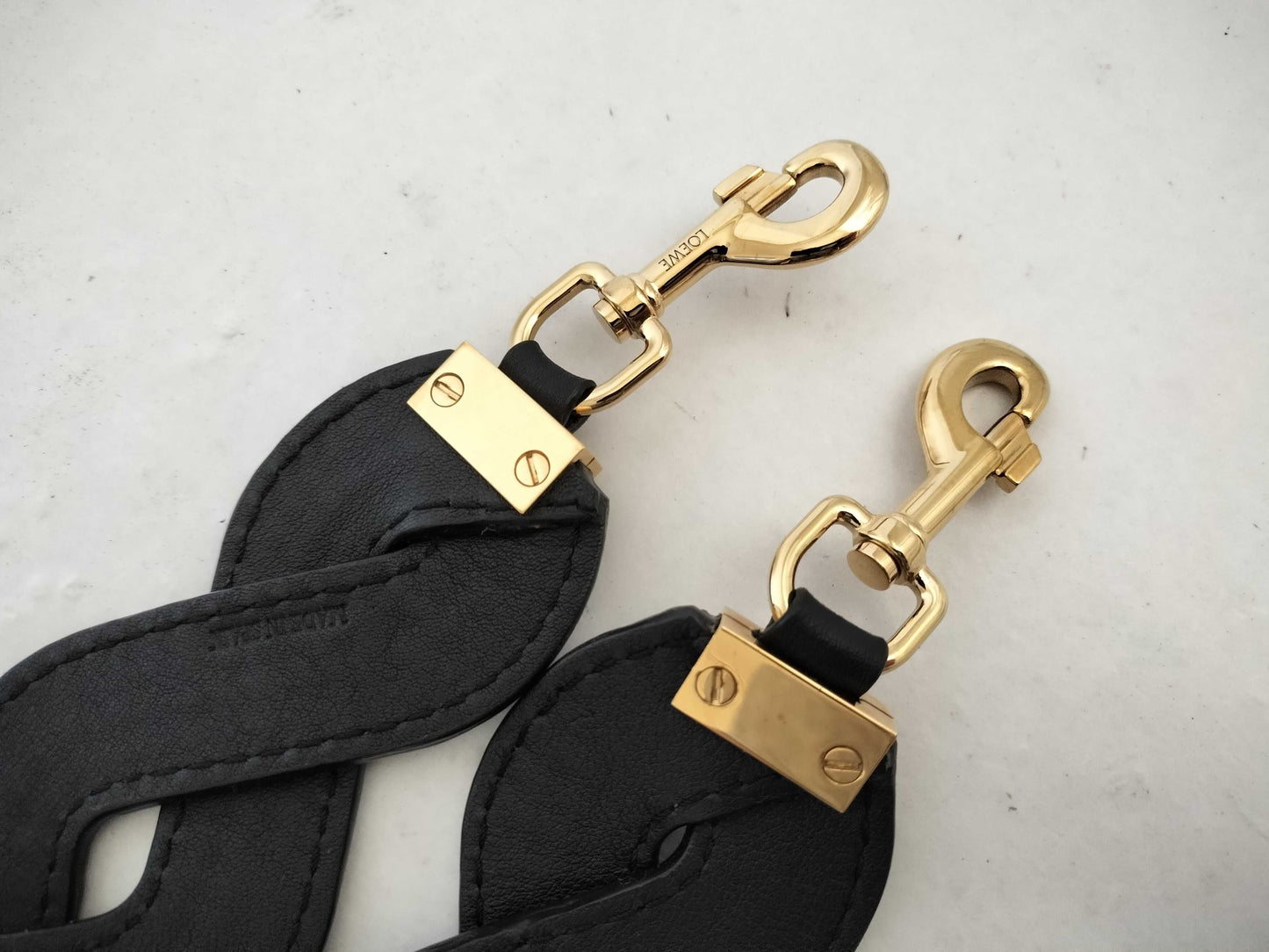 LOEWE LOEWE Wave Shoulder Strap Blue Leather Gold Strap