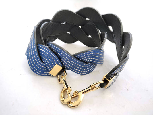 LOEWE LOEWE Wave Shoulder Strap Blue Leather Gold Strap