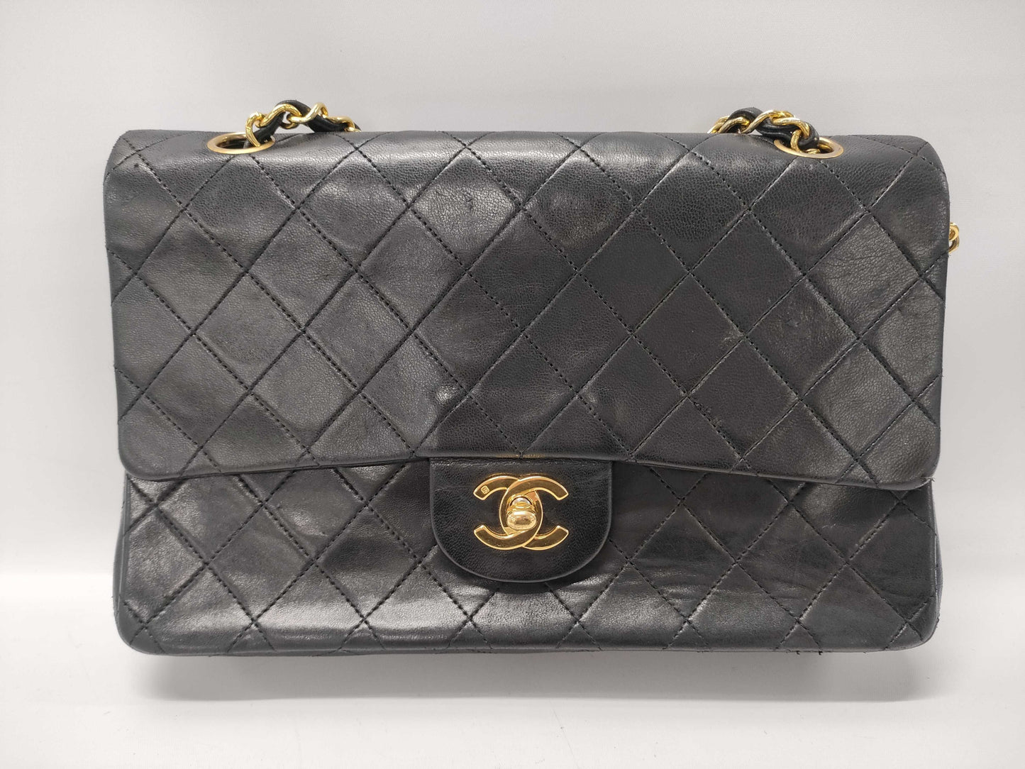 CHANEL Lambskin Matelasse Double Flap Double Chain Shoulder Bag, No. 1 Serial Seal, Shoulder Bag