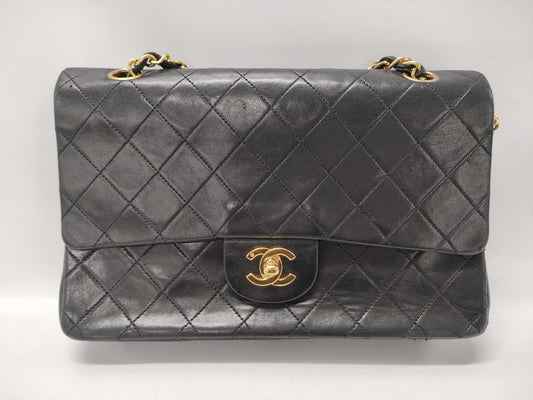 CHANEL Lambskin Matelasse Double Flap Double Chain Shoulder Bag, No. 1 Serial Seal, Shoulder Bag