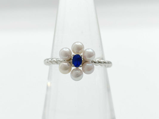 Pearl Diameter Approx. 3.3mm-3.4mm Aouinite 0.08ct PT950 2.8g Ring