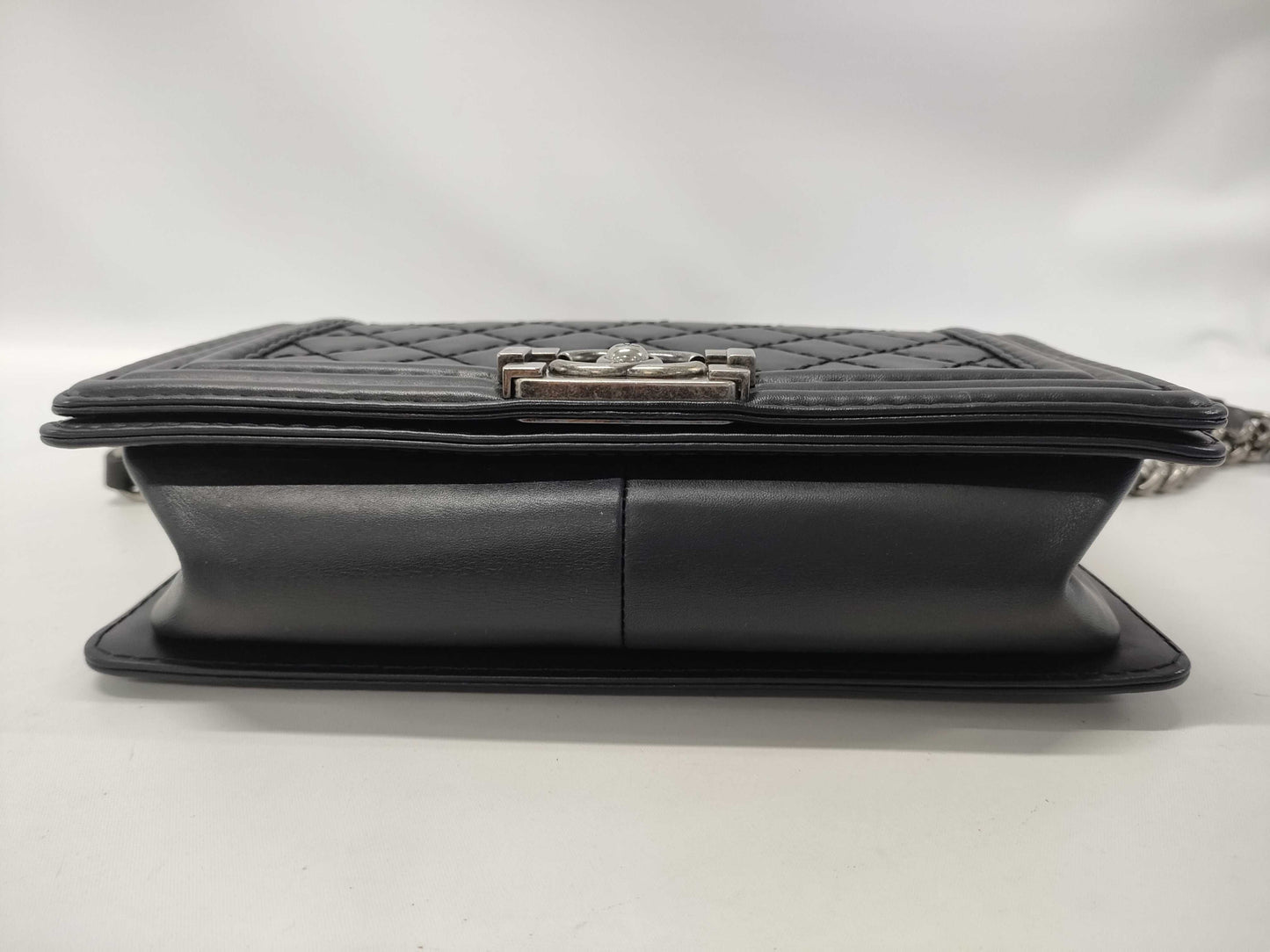 CHANEL Boy Chanel Matelasse Lambskin Chain Shoulder Bag in Black