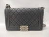 CHANEL Boy Chanel Matelasse Lambskin Chain Shoulder Bag in Black