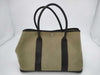 HERMES Garden Party PM Khaki Canvas T-Engraved Handbag