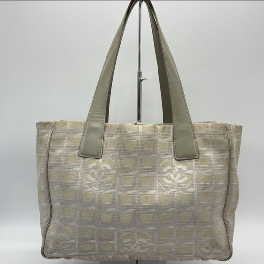 CHANEL New Travel Tote PM Beige 10th Series Tote Bag with Sticker Card