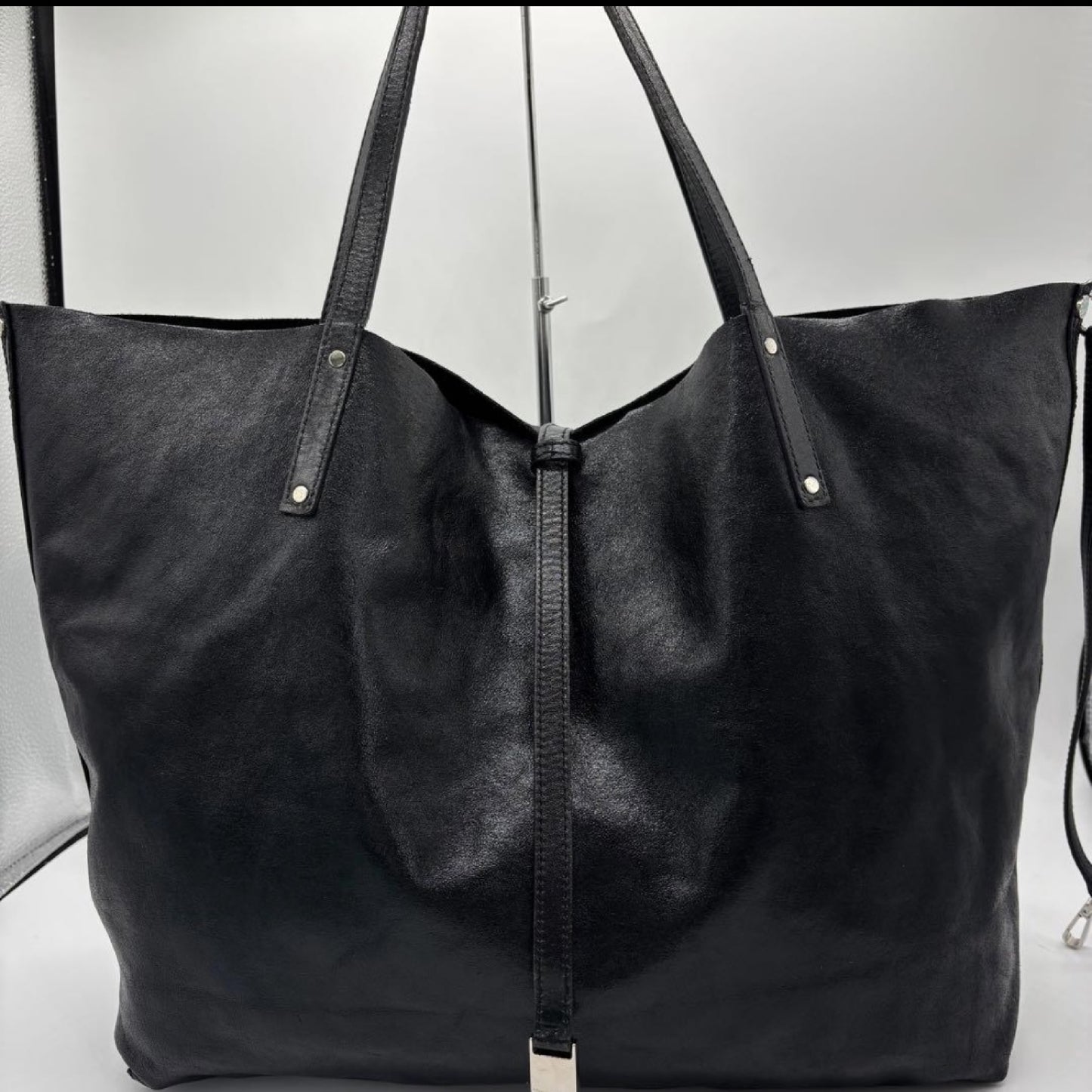 Tiffany&Co. Tote Bag Leather Black Black Tote Bag