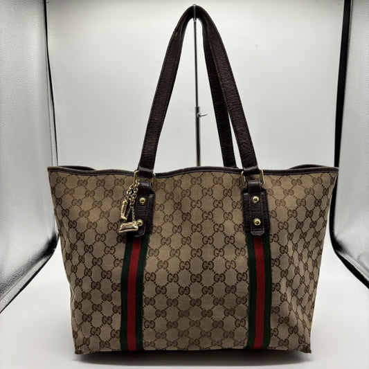 GUCCI GG Canvas Tote Bag 139260 Sherry Line Tote Bag with Charm