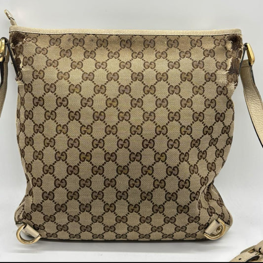 GUCCI GG Canvas Shoulder Bag, Beige, 131326