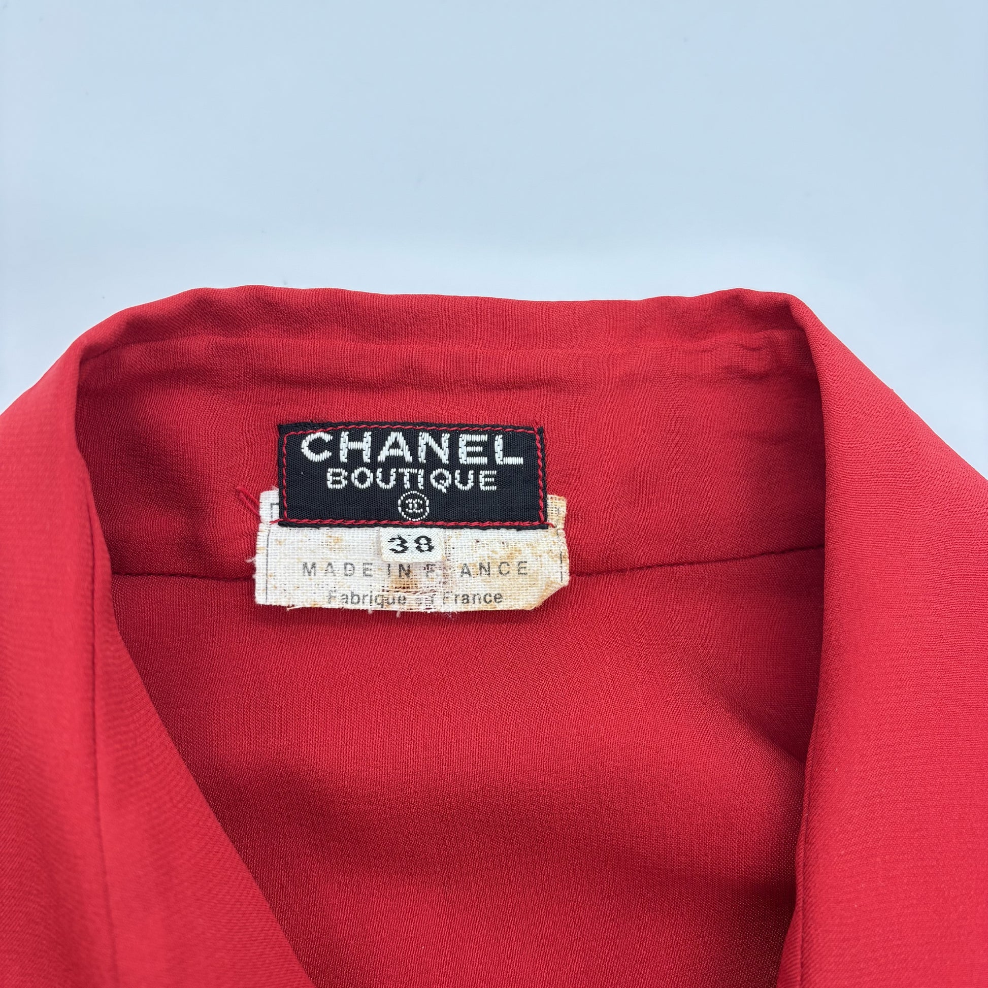 CHANEL Chanel Blouse 38 Cocomark Red Red 38 Shirt