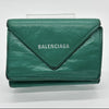 BALENCIAGA Tri-Fold Compact Wallet Green Paper Mini Wallet Wallet