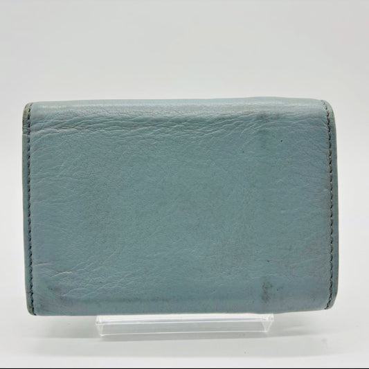 BALENCIAGA 3-Fold Compact Wallet Paper Mini Wallet Light Blue Wallet