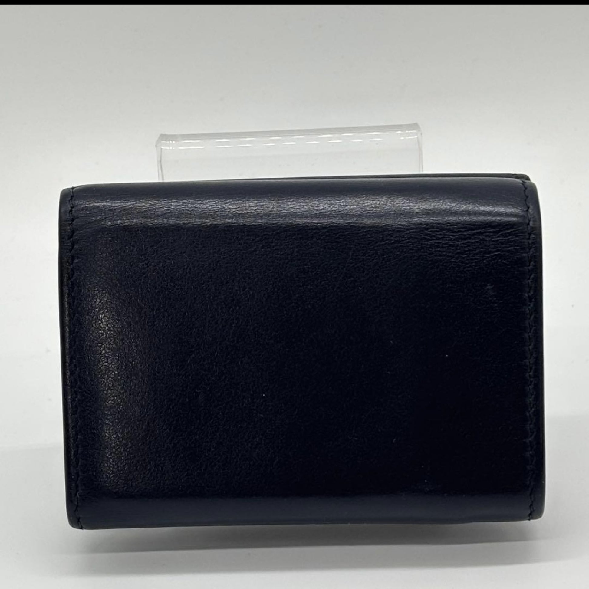 Yves Saint Laurent 3-Fold Compact Leather Wallet Navy Wallet