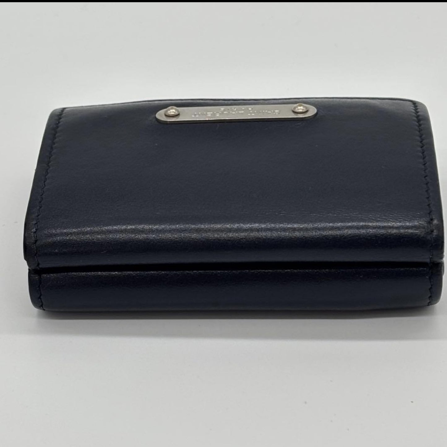 Yves Saint Laurent 3-Fold Compact Leather Wallet Navy Wallet
