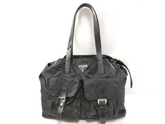 PRADA Prada nylon handbag leather handbag