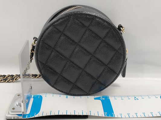 CHANEL Matelasse Coco Mark Round Caviar Leather Chain Shoulder Bag