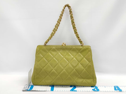 CHANEL Matelasse Coco Mark Clasp Caviar Leather Chain Hand Shoulder Bag