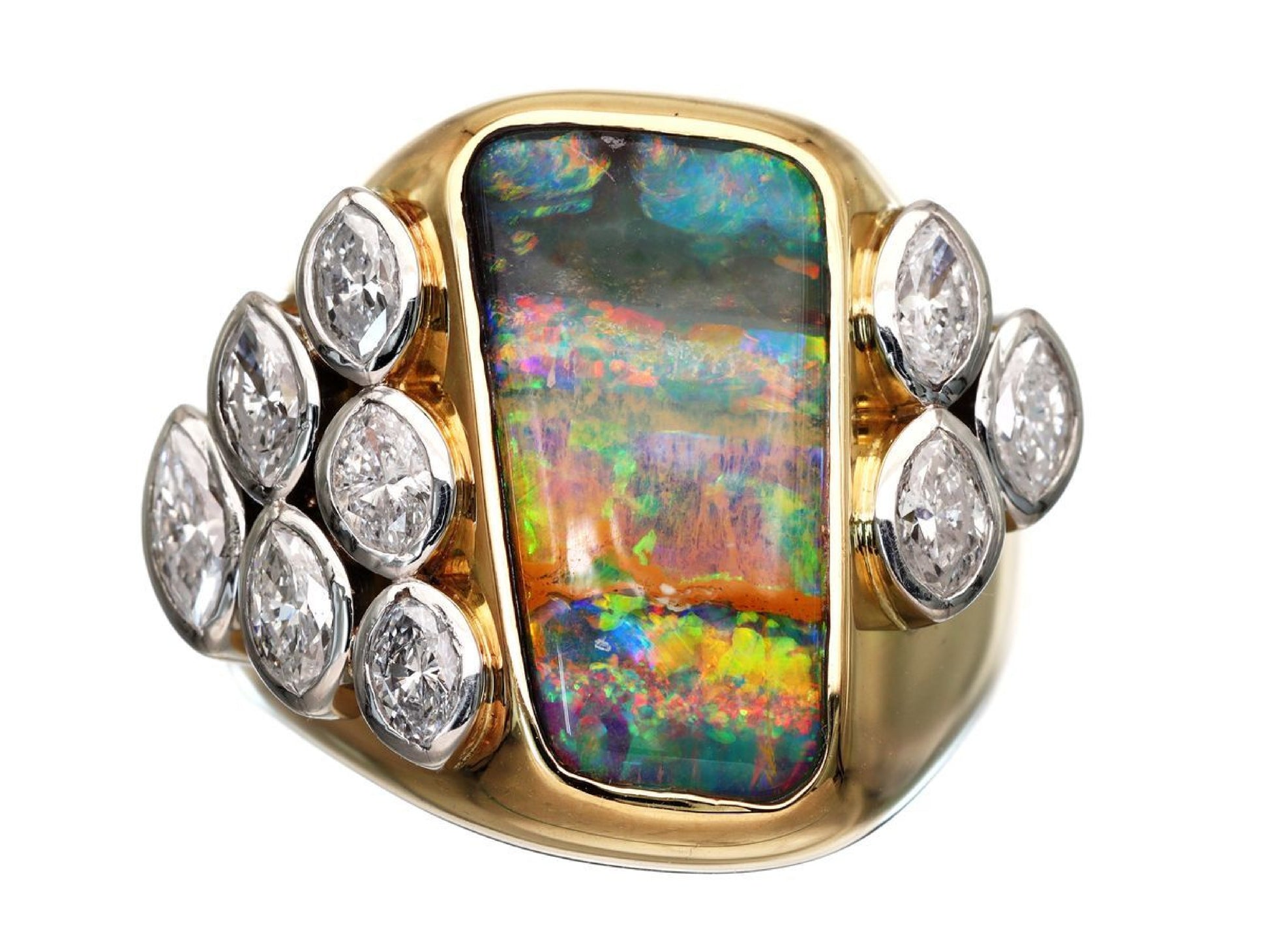 Boulder Opal 6.10ct D1.01ct K18 20.8g Ring