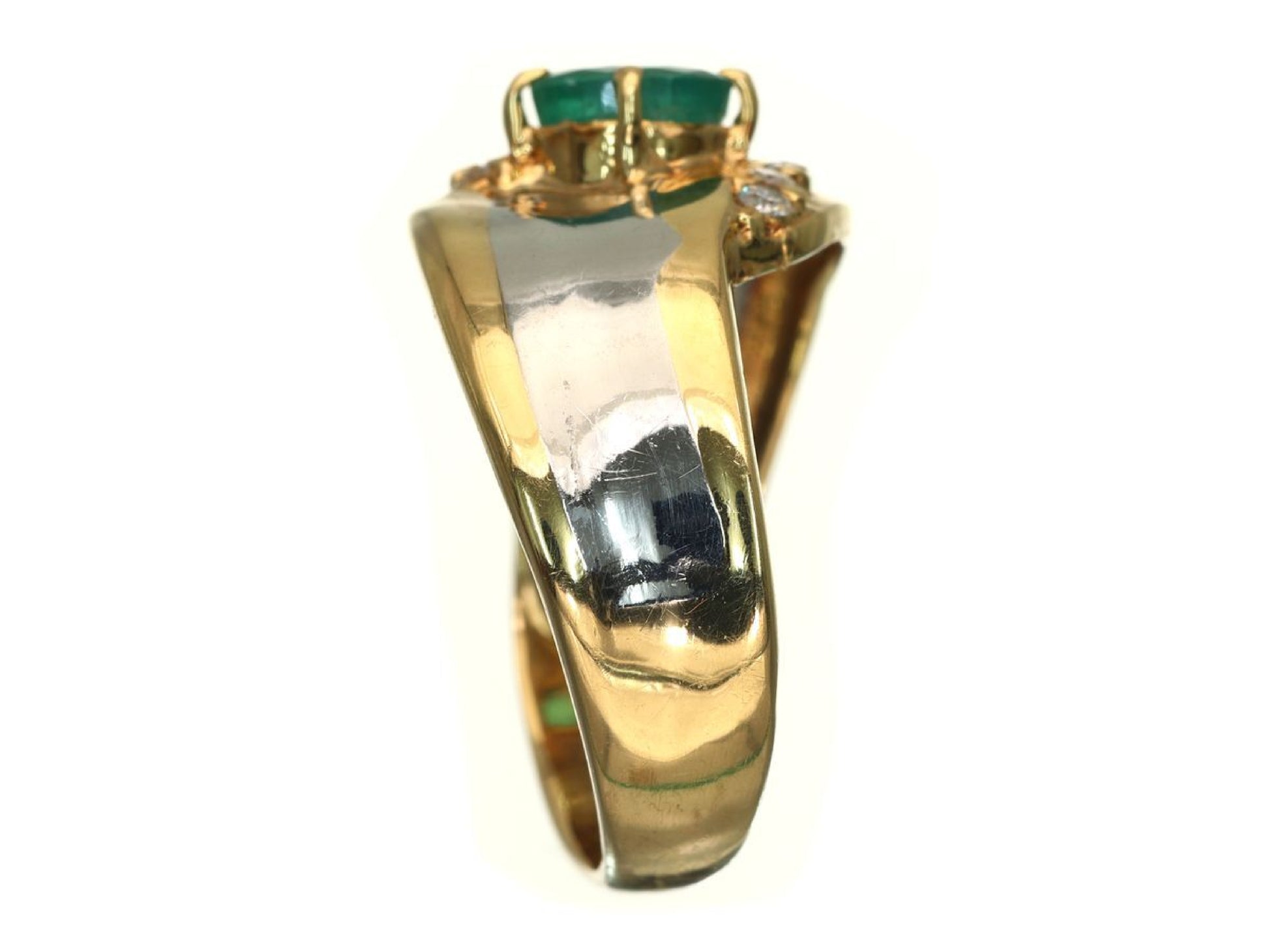 Emerald D0.08ct K18/Pt900 3.6g Ring
