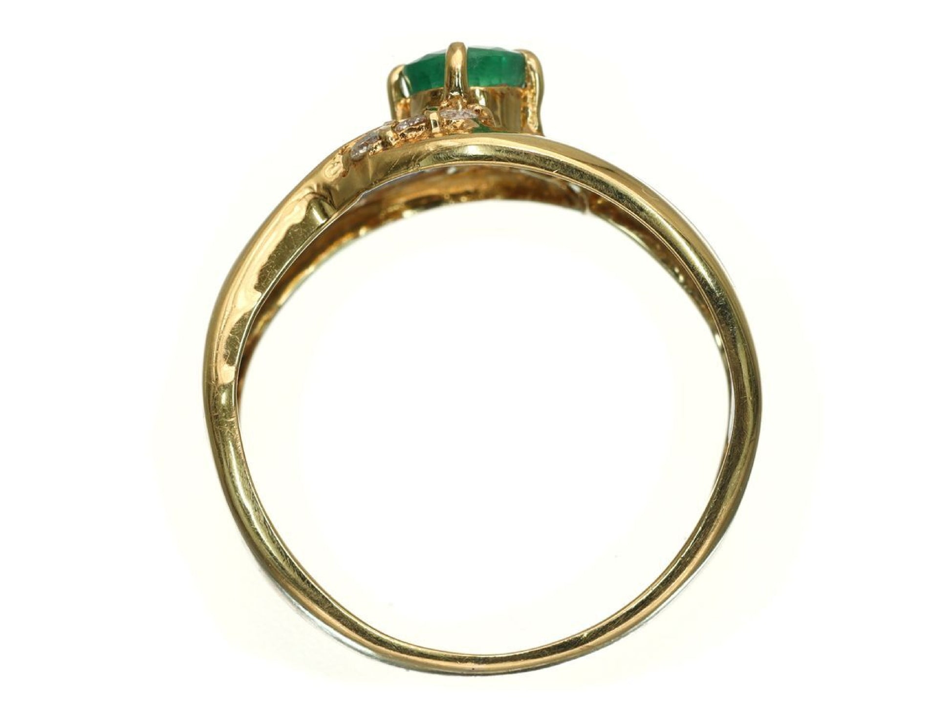 Emerald D0.08ct K18/Pt900 3.6g Ring