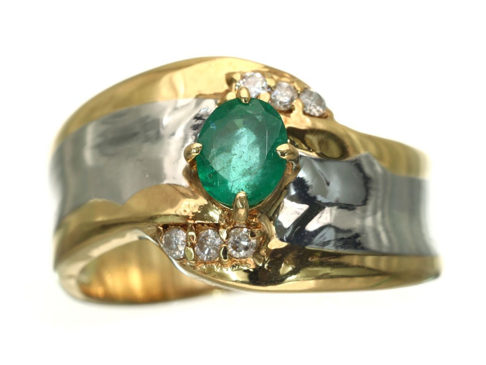 Emerald D0.08ct K18/Pt900 3.6g Ring