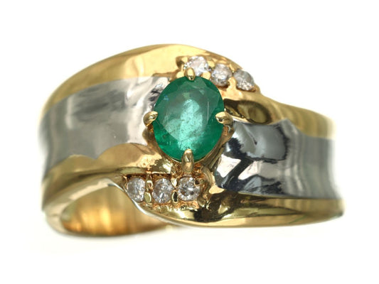 Emerald D0.08ct K18/Pt900 3.6g Ring