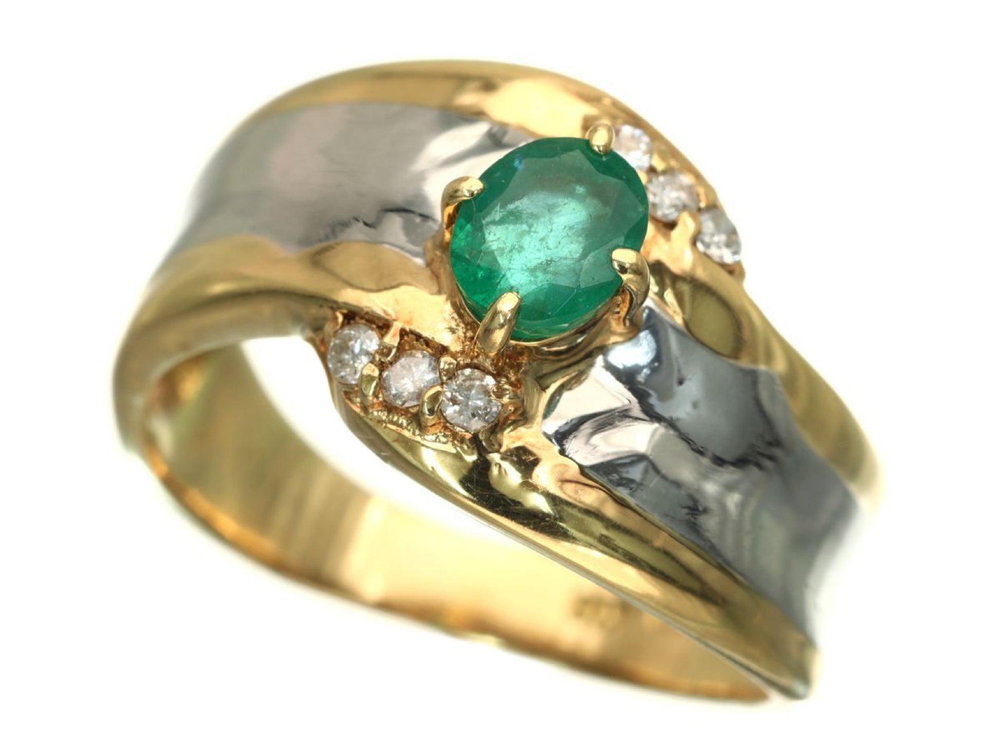 Emerald D0.08ct K18/Pt900 3.6g Ring