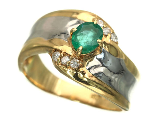 Emerald D0.08ct K18/Pt900 3.6g Ring